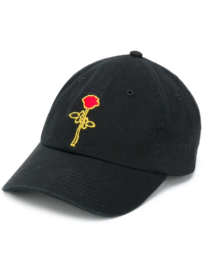 Shop Palm Angels Embroidered-rose Cap In Black