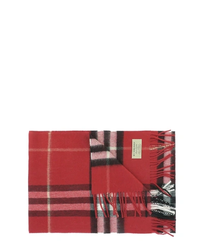 Shop Burberry Check Scarf In Red