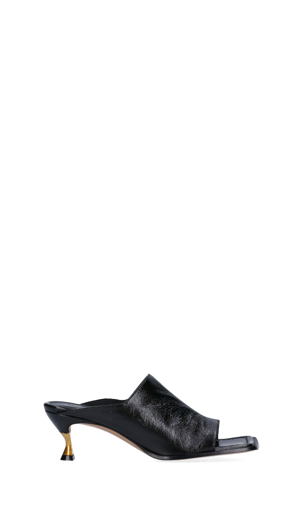 flat black mule sandals