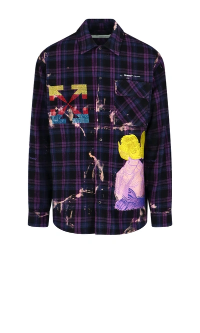 Shop Off-white Oversize Kiss Shirt In Violet