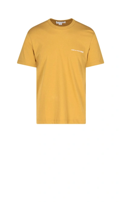 Shop Comme Des Garçons Shirt Crew-neck Logo T-shirt In Yellow