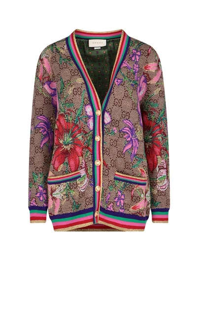 Shop Gucci Gg Flora Jacquard Cardigan In Multicolor