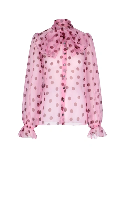 Shop Dolce & Gabbana Trasparent Polka-dot Blouse In Pink