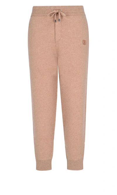 Shop Burberry Knitted Sweatpants In Brown