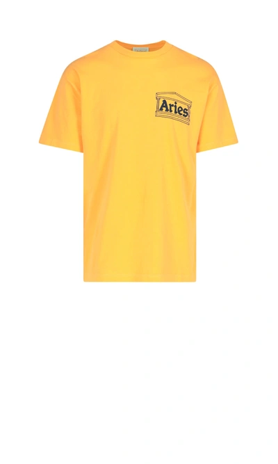 Shop Aries Logo T-shirt In Yellow