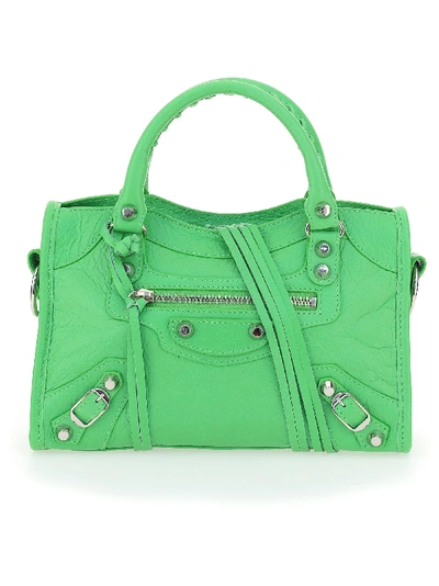 Shop Balenciaga City Shoulder Bag In Light Green