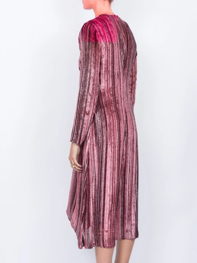 Shop Siesmarjan Maude Metallic Striped Velvet Dress Pink