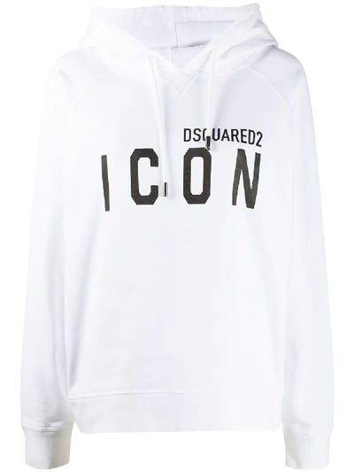 Shop Dsquared2 Icon Print Hoodie In White