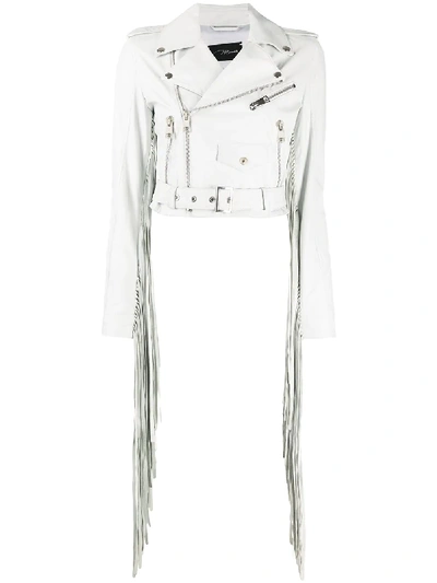 Shop Manokhi Cropped Fringe Detail Jacket In White