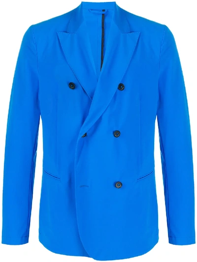 Shop Hydrogen Double-breasted Peak-lapel Jacket In Blue
