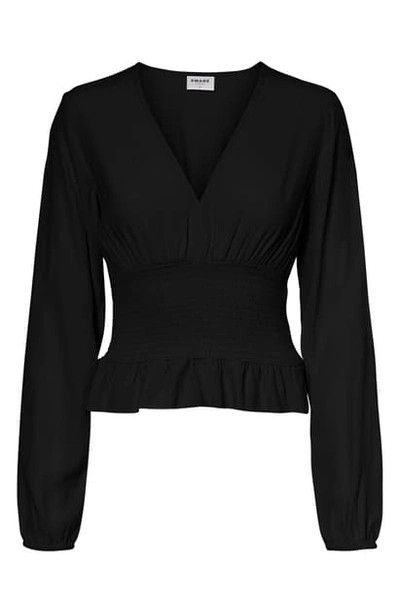 Shop Vero Moda Layla Smocked Blouse In Black
