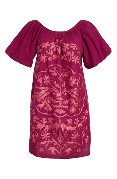 Free People Fiona Embroidered Minidress In Bright Plum | ModeSens