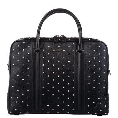Pre-owned Givenchy Black Printed Leather Briefcase Bag
