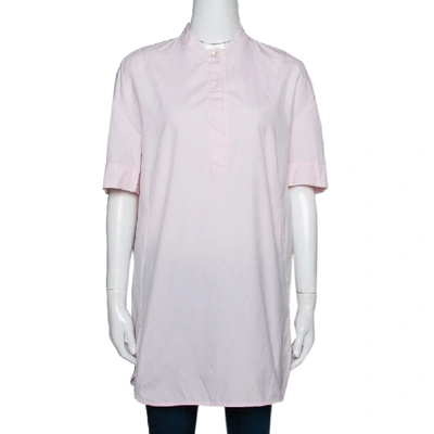 Pre-owned Balenciaga Light Pink Cotton Half Placket Tunic Top M