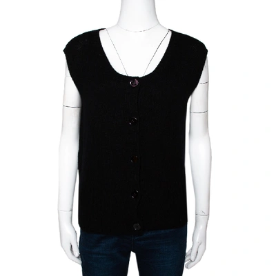 Pre-owned Prada Black Cashmere Knit Button Front Sleeveless Cardigan S