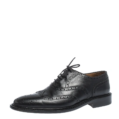 Pre-owned Burberry Black Brogue Leather Rayford Wingtip Derby Size 40