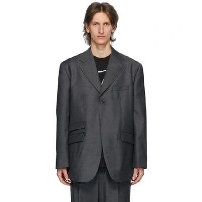 Shop We11 Done Grey Single-breasted Blazer In Charcoal
