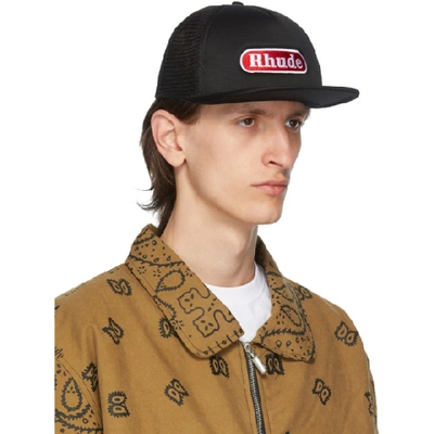 Shop Rhude Black & Red Pit Stop Trucker Cap In Black/red