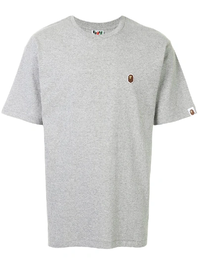 Shop Bape Ape Head One Point T-shirt In Grey