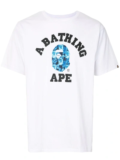 Shop Bape Logo Print T-shirt In White