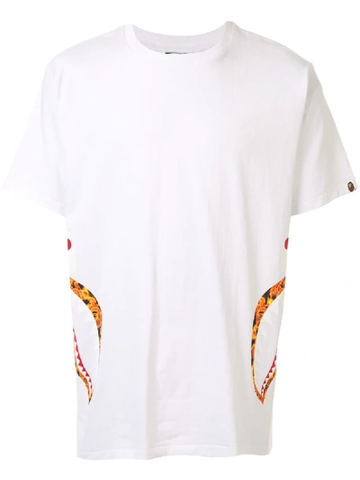Shop Bape Shark Print T-shirt In White
