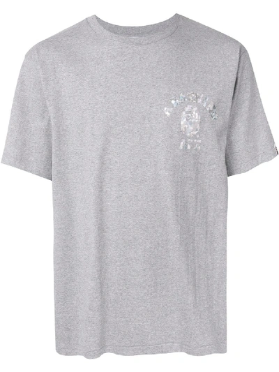 Shop Bape Aurora College T-shirt In Grey