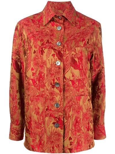 Shop Alberto Biani Floral Embroidered Shirt In Red