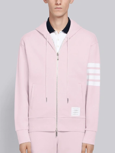 Shop Thom Browne Light Pink Classic Loopback Jersey 4-bar Zip-up Hoodie