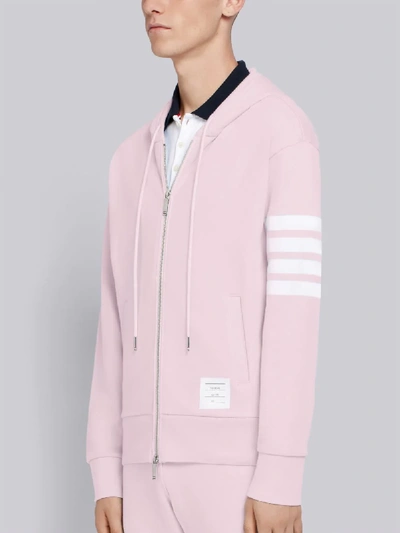 Shop Thom Browne Light Pink Classic Loopback Jersey 4-bar Zip-up Hoodie