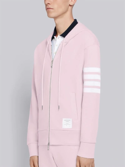 Thom Browne 4-bar Loopback Zip-up Hoodie In Pink