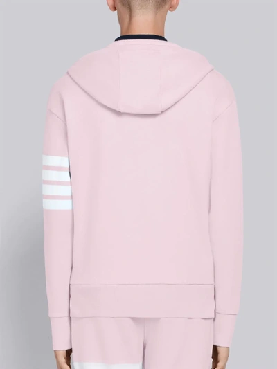 Shop Thom Browne Light Pink Classic Loopback Jersey 4-bar Zip-up Hoodie