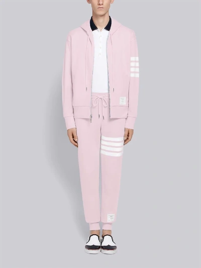 Shop Thom Browne Light Pink Classic Loopback Jersey 4-bar Zip-up Hoodie