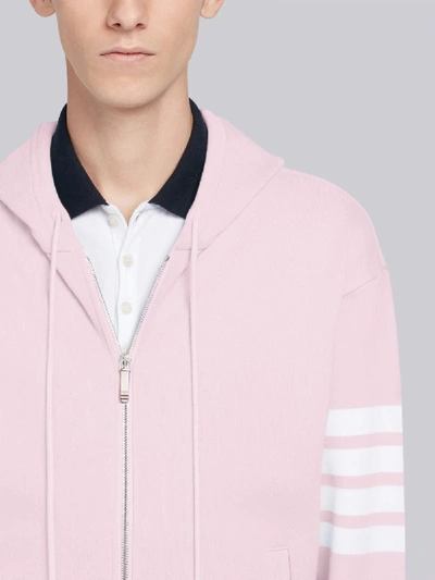 Shop Thom Browne Light Pink Classic Loopback Jersey 4-bar Zip-up Hoodie