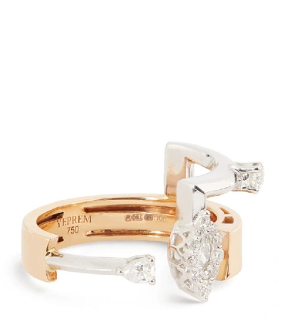 Shop Yeprem Rose Gold And White Diamond Electrified Drop Ring