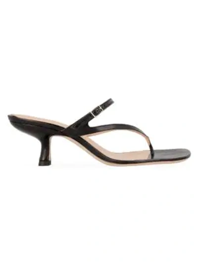 Shop By Far Desiree Leather Thong Sandals In Black