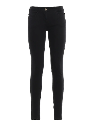 Shop Patrizia Pepe Jeggings With Embroidered Pocket In Black