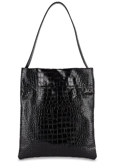 Shop Tl-180 Le Fazzoletto Black Leather Tote