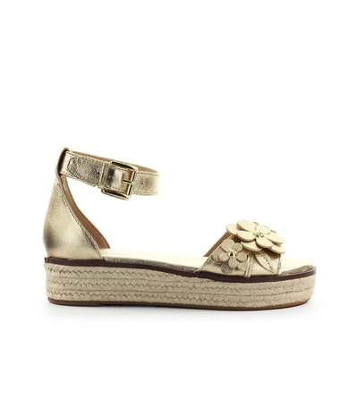 Shop Michael Kors Flora Gold Sandal In Pale Gold