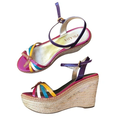 Pre-owned Prada Patent Leather Sandals In Multicolour