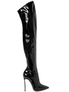CASADEI 115Mm Naplak Patent Leather Boots, Black