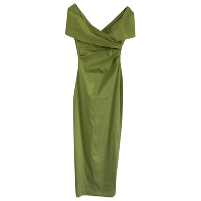 Pre-owned Talbot Runhof Green Silk Dress
