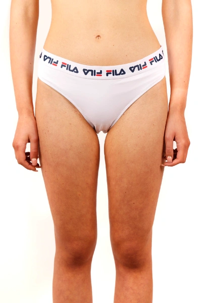 Shop Fila White Slip Logo Swimwear In Bright White