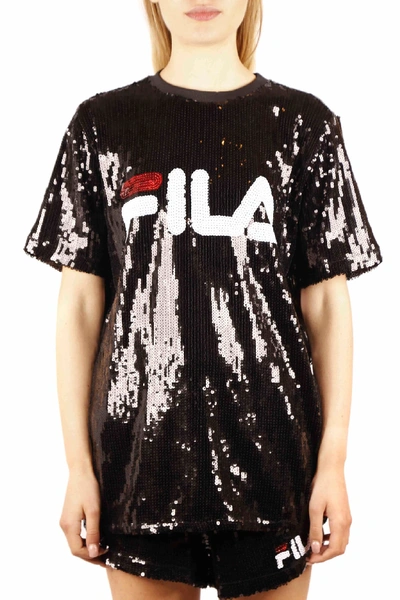 Shop Fila Sequins T-shirt In Black