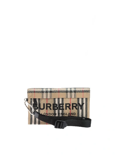 Shop Burberry Lettering Pouch In Archive Beige