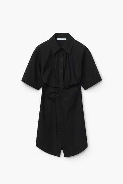 Shop Alexander Wang Poplin Mini Shirt Dress In Black