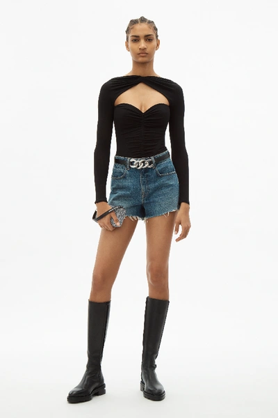 Shop Alexander Wang Bite Shorts In Light Indigo Aged