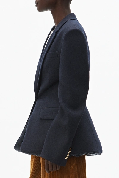 Shop Alexander Wang Padded Collegiate Blazer In Navy