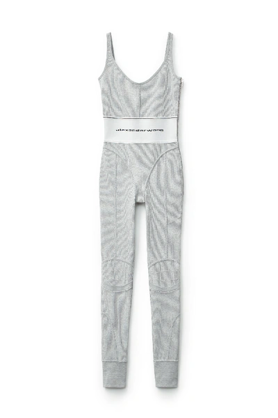 Logo Elastic Jumpsuit In Ribbed Jersey In Grey