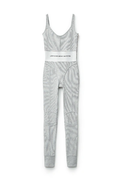 Alexander Wang Logo Elastic Jumpsuit In Ribbed Jersey In Grey | ModeSens