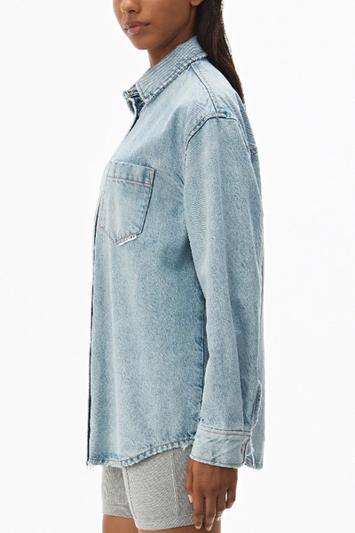 Shop Alexander Wang Oversized Shirt In Pebble Bleach